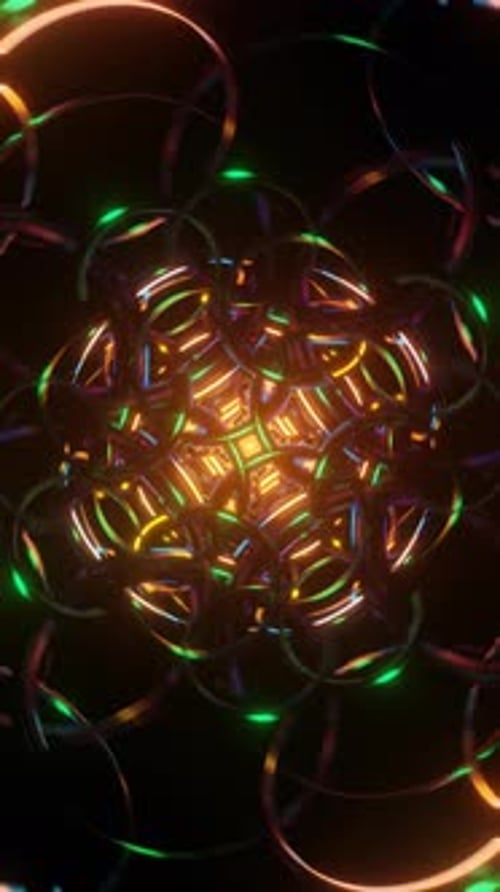 Vertical Video of Dynamic Abstract Patterns with Neon Geometric Motion