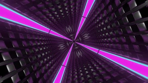 Cyan And Pink Changing Neon Light Square Tunnel Background Vj Loop In HD