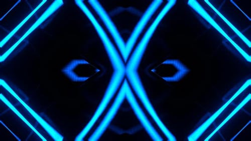 Blue Transforming Neon Mirror Linear Geometric Kaleidoscope Pattern Background Vj Loop In 4K