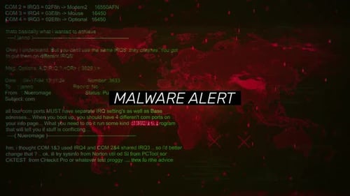 Texto de advertencia de alerta de malware en la pantalla de fondo de hackeo