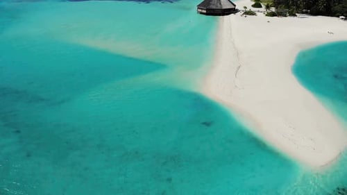 Reclaimed Sandy Beach In The Maldives. Paradise Beach In The Ocean. Indian Ocean Resort