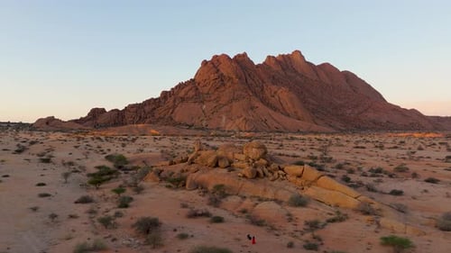 Aerial view of rugged rock formations and mountains, Namibia.