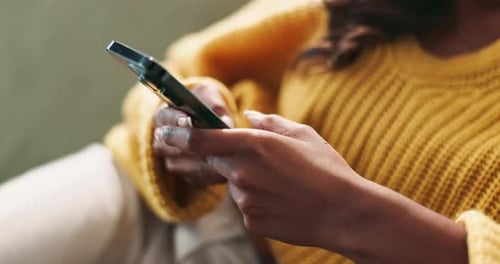 Hands Using Smartphone in Close Up Shot