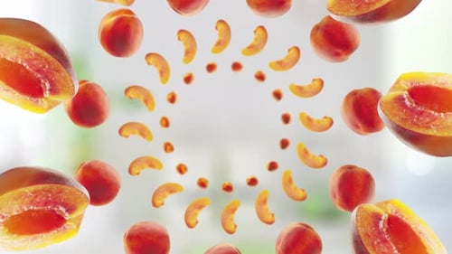 Fluid Peach Fruit Slices Swirling Reveal Animation