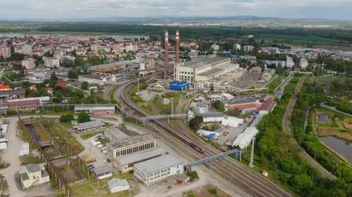 Vista aérea de la central eléctrica de Tepelna elektrarna Hodonin, Chequia.