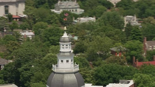 Annapolis, Maryland Circa-2017, Aerial View of Maryland State House Dome. With