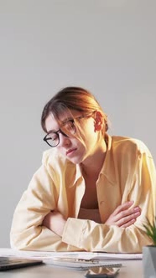 Vertical Work Fatigue Remote Sleeping Woman