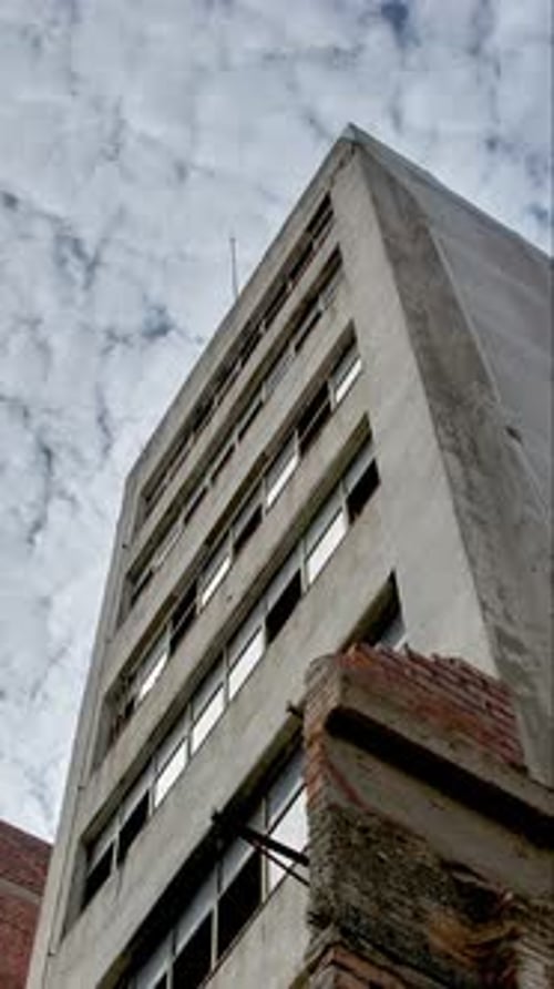 Abandoned Building El Poblenou Barcelona Spain in Vertical