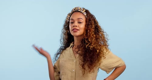 Hair, face and woman, beauty and makeup with confidence, curly hairstyle
