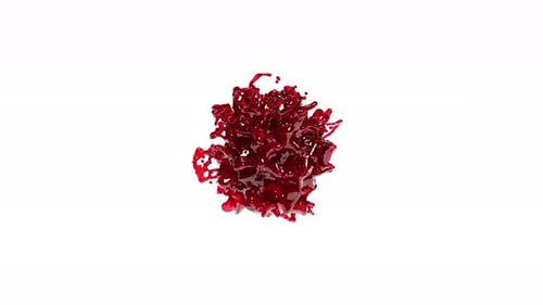 Red Liquid Splash auf weißem Beutel mit endloser Loop-Funktion
