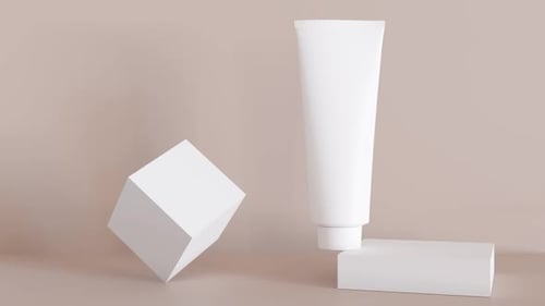 Minimalist White Cosmetic Tube and Cube Display