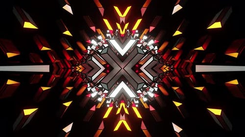 Abstract Glowing Geometric Shapes Tunnel Loop Background
