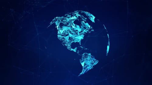 Futuristic Rotating Digital Earth Globe Network Animation