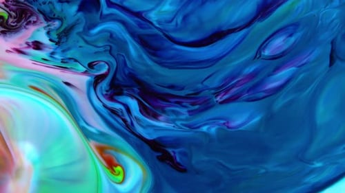 Abstract Colorful Ink Swirls and Fluid Motion