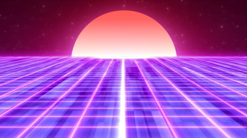 Abstract purple glowing neon laser grid retro futuristic high tech from 80s, 90s