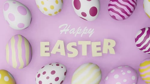 Animated Happy Easter Title with Colorful Eggs