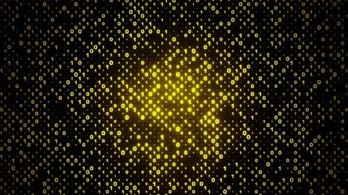 Digital Binary Code Field with Glowing Pulse Animation