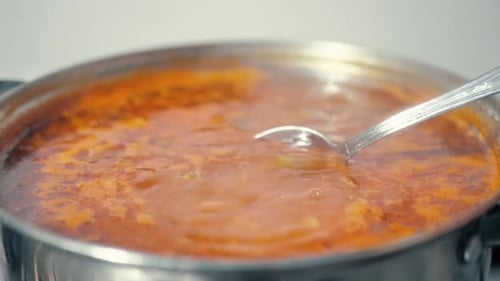 Red Vegetable Soup Closeup