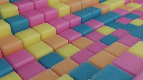 Bewegungsvideo mit geometrischem Gummiwürfel in Wellenform