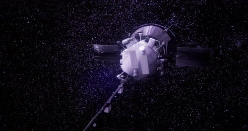 Space Probe Traveling Through Starry Universe