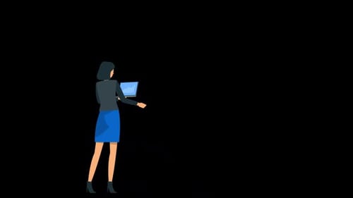 Computer in Woman's Hand Alpha Channel