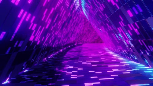 3D Render Loop Animation of Tunnel with Glowing Neon Pattern