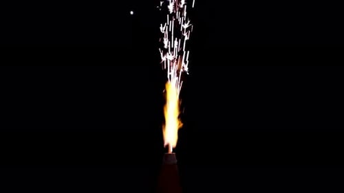Isolated Firework Sparks Erupting in Dark Background