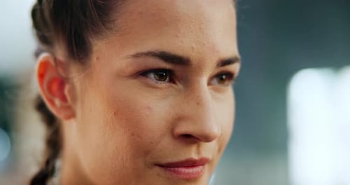 Woman's Face in Gym Close Up
