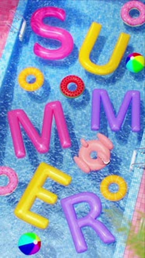 Floating Letters in Summer Pool Vertical Background 4K