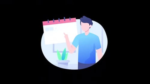 Man Pointing at Calendar for Scheduling and Reminders Flat Animation