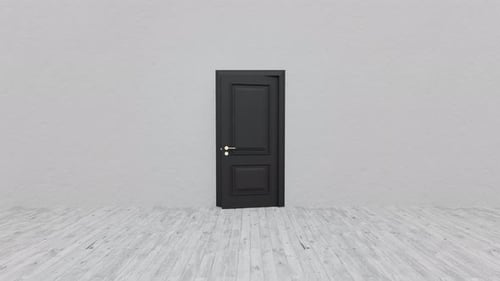 Black door opening on green screen background
