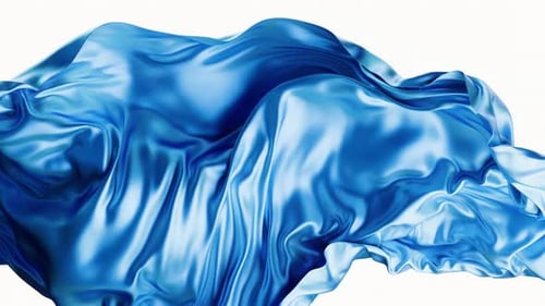 Abstract Blue Flowing Silk Fabric Animation