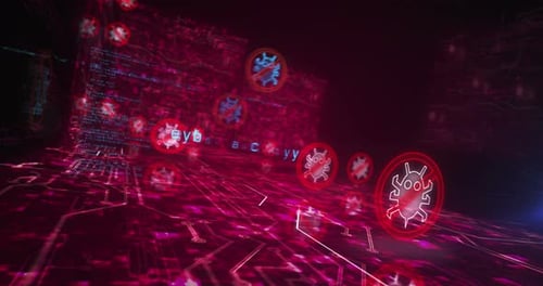 Antivirus cyber security virus detect symbols loop cyber concept