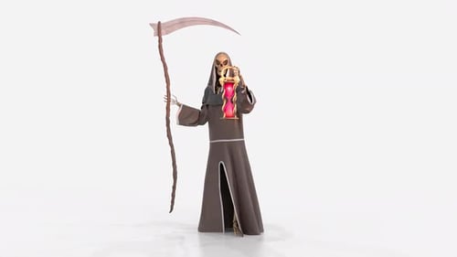 Grim Reaper Stand with Hourglass Lantern