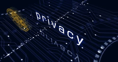 Cyber eye espionage big brother and hacking symbols loop cyber concept