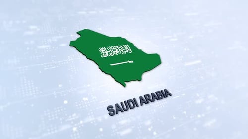 Modern 3D Saudi Arabia Map Flag Title Animation