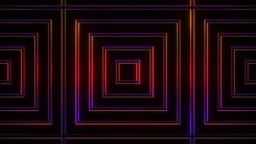 Red And Orange And Purple Abstract Neon Glowing Big Square Type Patterns Background Vj Loop In 4K