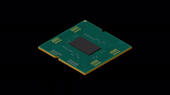 Isometric processor animation. Central processing unit or CPU. Computer ...