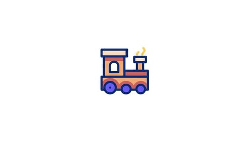 Animated Flat Design Train Icon Loop