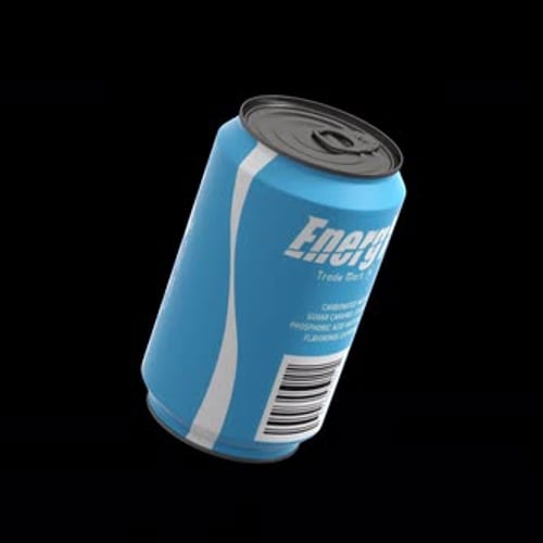 Energy Drink Can Rotating on Black Background