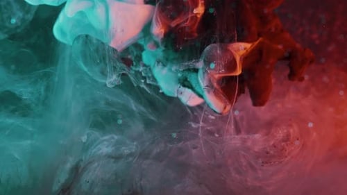 Multicolored moving thick liquid background, paint blending in