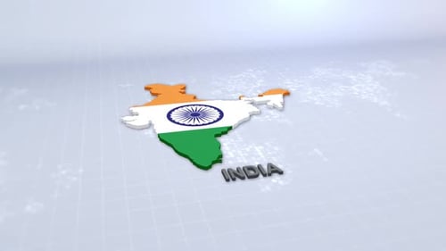3D Animated Map of India with Flag and Text Reveal