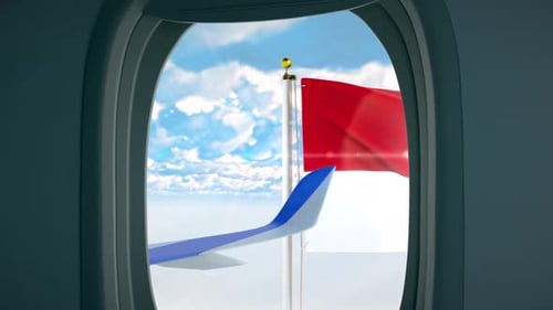 Drapeau de l'Indonésie depuis la fenêtre de l'avion