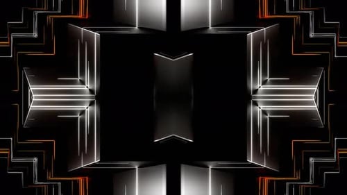 White And Orange Futuristic Dark Neon Kaleidoscope Background Vj Loop In 4K