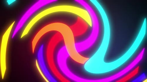 Vibrant Neon Swirling Lines Abstract Background Animation