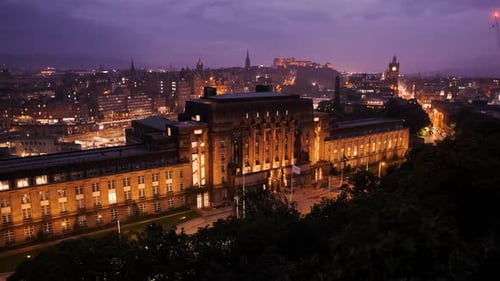 Panorama noturno de Edimburgo, Escócia, Reino Unido