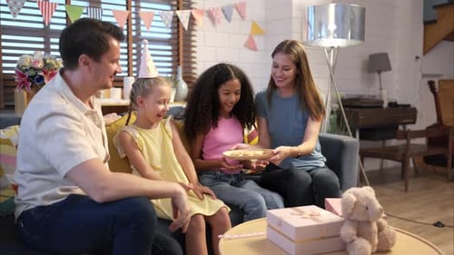 Parents and children are enjoying the birthday anniversary party