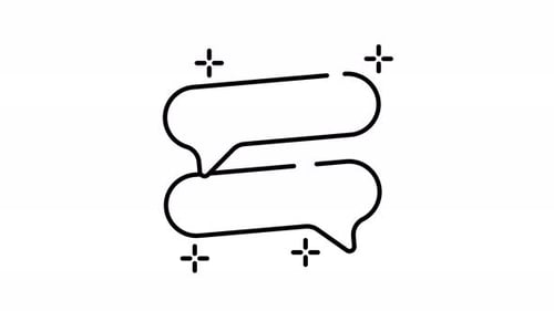 line art animation of chat bubble with stars.