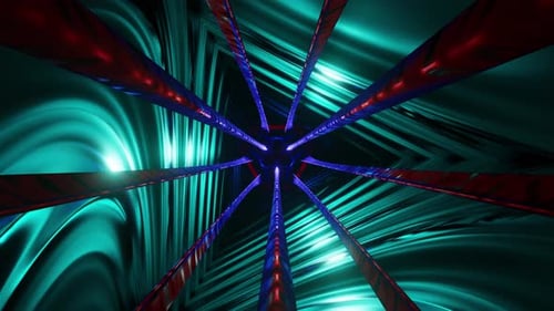 Tunnel abstrait très coloré avec un design en forme d'étoile. Animation en boucle
