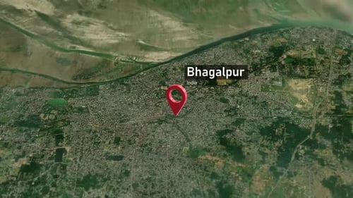 Carte de la ville de Bhagalpur Zoom (Inde) de l'espace à la Terre